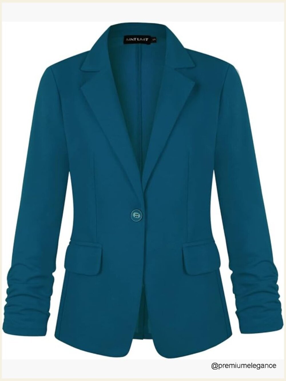 Women's 3/4 Sleeve Notch Lapel One Button Blazer with Pockets